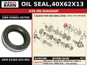 OIL SEAL,40X62X13 OEM 91205-425-003 diagram #29 from 1980 HONDA CB750C | Old Bike Barn