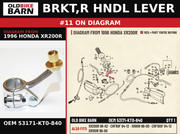 BRKT,R HNDL LEVER OEM 53171-KT0-840 diagram #11 from 1996 HONDA XR200R | Old Bike Barn