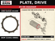 PLATE, DRIVE OEM 21441-49001 diagram #9 from 1980 SUZUKI GS1000 | Old Bike Barn