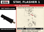 STAY, FLASHER 1 OEM 4G0-83318-00-00 diagram #16 from 1983 YAMAHA XJ750R | Old Bike Barn
