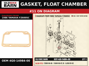 GASKET, FLOAT CHAMBER OEM 4G0-14984-00 diagram #11 from 1986 YAMAHA FZ600SC | Old Bike Barn