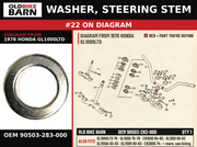 WASHER, STEERING STEM OEM 90503-283-000 diagram #22 from 1976 HONDA GL1000LTD | Old Bike Barn