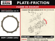PLATE-FRICTION OEM 13088-1052 diagram #13088 from 2005 KAWASAKI ZR-7S | Old Bike Barn