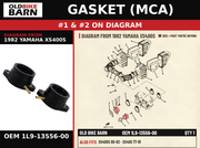 GASKET (MCA) OEM 1L9-13556-00 diagram #1 & 2 from 1982 YAMAHA XS400S | Old Bike Barn