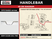 HANDLEBAR OEM 53100-341-700 diagram #8 from 1976 HONDA CB750K | Old Bike Barn