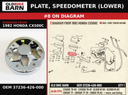 PLATE, SPEEDOMETER (LOWER) OEM 37236-426-000 diagram #8 from 1982 HONDA CX500C | Old Bike Barn