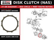 DISK CLUTCH (NAS) OEM 22201-286-010 diagram #7 from 1975 HONDA CB550K0 | Old Bike Barn