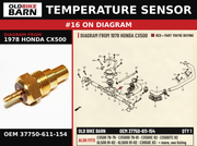TEMPERATURE SENSOR OEM 37750-611-154 diagram #16 from 1978 HONDA CX500 | Old Bike Barn