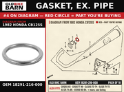GASKET, EX. PIPE OEM 18291-216-000 diagram #4 from 1982 HONDA CB125S | Old Bike Barn