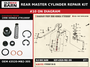 REAR MASTER CYLINDER REPAIR KIT OEM 43520-MB2-305 diagram #10 from 1998 HONDA VTR1000F | Old Bike Barn