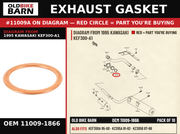 EXHAUST GASKET OEM 11009-1866 diagram #11009A from 1995 KAWASAKI KEF300-A1 | Old Bike Barn