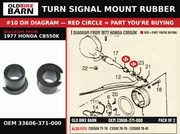 TURN SIGNAL MOUNT RUBBER OEM 33606-371-000 diagram #10 from 1977 HONDA CB550K | Old Bike Barn