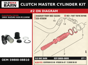CLUTCH MASTER CYLINDER KIT OEM 59800-08810 diagram #2 from 1993 SUZUKI GSX-R1100W | Old Bike Barn