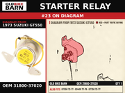 STARTER RELAY OEM 31800-37020 diagram #23 from 1973 SUZUKI GT550 | Old Bike Barn