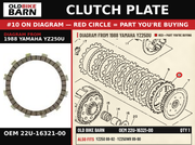 CLUTCH PLATE OEM 22U-16321-00 diagram #10 from 1988 YAMAHA YZ250U | Old Bike Barn