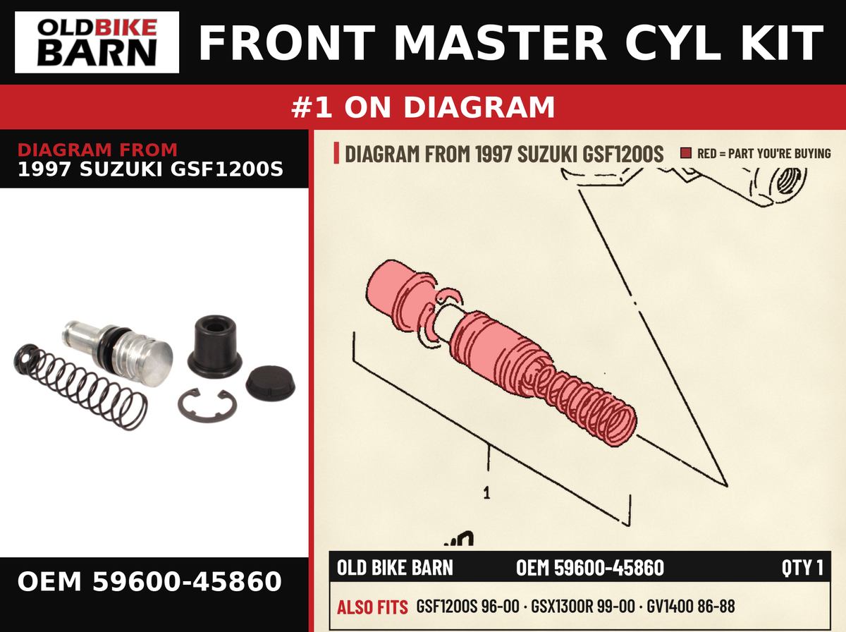 FRONT MASTER CYL KIT OEM 59600-45860 diagram #1 from 1997 SUZUKI GSF1200S | Old Bike Barn