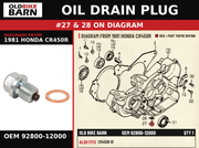 OIL DRAIN PLUG OEM 92800-12000 diagram #27 & 28 from 1981 HONDA CR450R | Old Bike Barn