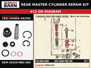 REAR MASTER CYLINDER REPAIR KIT OEM 43520-MB2-305 diagram #13 from 1991 HONDA XR250L | Old Bike Barn