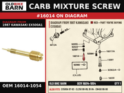 CARB MIXTURE SCREW OEM 16014-1054 diagram #16014 from 1987 KAWASAKI EX500A1 | Old Bike Barn