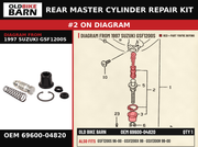 REAR MASTER CYLINDER REPAIR KIT OEM 69600-04820 diagram #2 from 1997 SUZUKI GSF1200S | Old Bike Barn