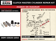 CLUTCH MASTER CYLINDER REPAIR KIT OEM 43020-1054 diagram #43020 from 1989 KAWASAKI ZX750H1 | Old Bike Barn