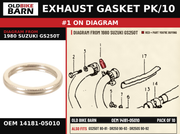 EXHAUST GASKET PK/10 OEM 14181-05010 diagram #1 from 1980 SUZUKI GS250T | Old Bike Barn