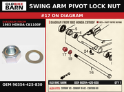 SWING ARM PIVOT LOCK NUT OEM 90354-425-830 diagram #17 from 1983 HONDA CB1100F | Old Bike Barn