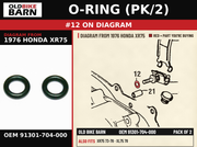 O-RING (PK/2) OEM 91301-704-000 diagram #12 from 1976 HONDA XR75 | Old Bike Barn