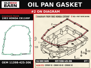 OIL PAN GASKET OEM 11398-425-306 diagram #2 from 1983 HONDA CB1100F | Old Bike Barn