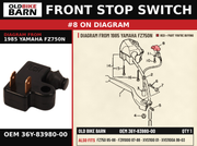 FRONT STOP SWITCH OEM 36Y-83980-00 diagram #8 from 1985 YAMAHA FZ750N | Old Bike Barn