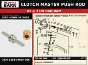 CLUTCH MASTER PUSH ROD OEM 22884-MB0-006 diagram #2 & 3 from 1985 HONDA VF1000R | Old Bike Barn