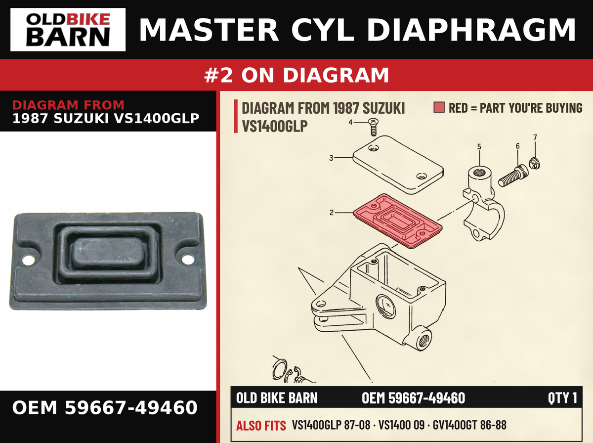 MASTER CYL DIAPHRAGM OEM 59667-49460 diagram #2 from 1987 SUZUKI VS1400GLP | Old Bike Barn