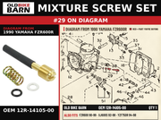 MIXTURE SCREW SET OEM 12R-14105-00 diagram #29 from 1990 YAMAHA FZR600R | Old Bike Barn
