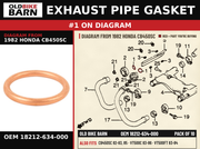 EXHAUST PIPE GASKET OEM 18212-634-000 diagram #1 from 1982 HONDA CB450SC | Old Bike Barn
