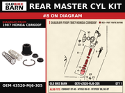 REAR MASTER CYL KIT OEM 43520-MJ6-305 diagram #8 from 1987 HONDA CBR600F | Old Bike Barn