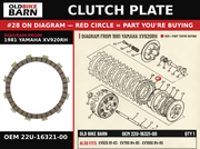 CLUTCH PLATE OEM 22U-16321-00 diagram #28 from 1981 YAMAHA XV920RH | Old Bike Barn