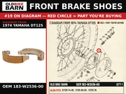 FRONT BRAKE SHOES OEM 183-W2536-00 diagram #19 from 1974 YAMAHA DT125 | Old Bike Barn
