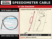 SPEEDOMETER CABLE OEM 44830-461-770 diagram #7 from 1979 HONDA XR250 | Old Bike Barn