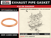 EXHAUST PIPE GASKET OEM 11009-1840 diagram #18 from 1974 KAWASAKI H1-E | Old Bike Barn