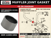 MUFFLER JOINT GASKET OEM 11009-1002 diagram #8 from 1977 KAWASAKI KZ1000 (KZ1000-A1) | Old Bike Barn