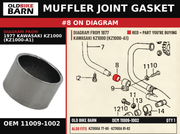 MUFFLER JOINT GASKET OEM 11009-1002 diagram #8 from 1977 KAWASAKI KZ1000 (KZ1000-A1) | Old Bike Barn