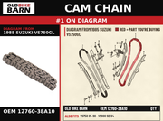 CHAIN,CAMSHAFT DRIVE OEM 12760-38A10 diagram #1 from 1985 SUZUKI VS750GL | Old Bike Barn