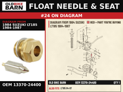 FLOAT NEEDLE & SEAT OEM 13370-24400 diagram #24 from 1984 SUZUKI LT185 1984-1987 | Old Bike Barn