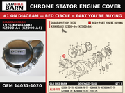 COVER,L.H ENGINE OEM 14031-1020 diagram #1 from 1976 KAWASAKI KZ900-A4 (KZ900-A4) | Old Bike Barn
