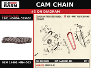 CHAIN,CAM OEM 14401-MN4-003 diagram #3 from 1981 HONDA CB900F | Old Bike Barn
