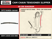 SLIPPER,TENSIONER OEM 14545-333-000 diagram #8 from 1972 HONDA CB350F | Old Bike Barn