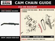 GUIDE,CAM CHAIN OEM 14620-438-010 diagram #14 from 1983 HONDA CB1000C | Old Bike Barn