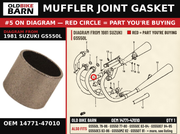 CONNECTOR,MUFFLER OEM 14771-47010 diagram #5 from 1981 SUZUKI GS550L | Old Bike Barn