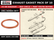GASKET, EX. PIPE OEM 18291-254-000 diagram #4 from 1961 HONDA CB77 | Old Bike Barn
