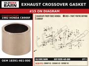 GASKET, MUFFLER OEM 18391-461-000 diagram #15 from 1982 HONDA CB900F | Old Bike Barn
